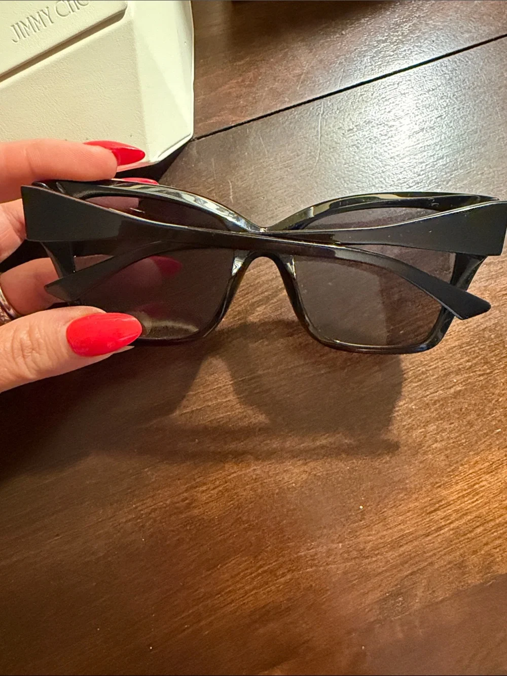 Jimmy Choo Black Oversized Cat Eye Sunglasses